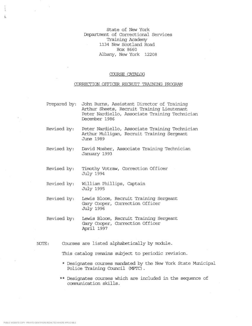 New York State corrections academy transcript and curriculum - page 5