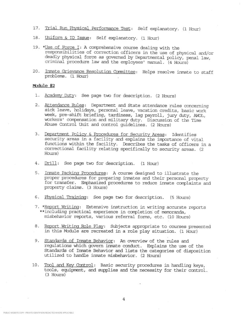 New York State corrections academy transcript and curriculum - page 8