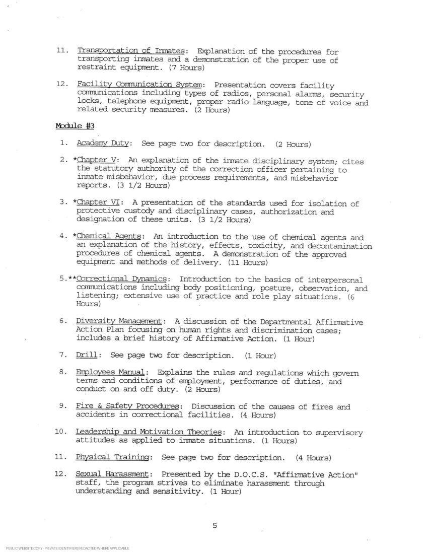 New York State corrections academy transcript and curriculum - page 9