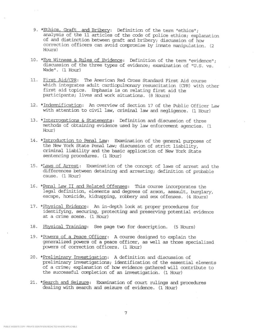 New York State corrections academy transcript and curriculum - page 11