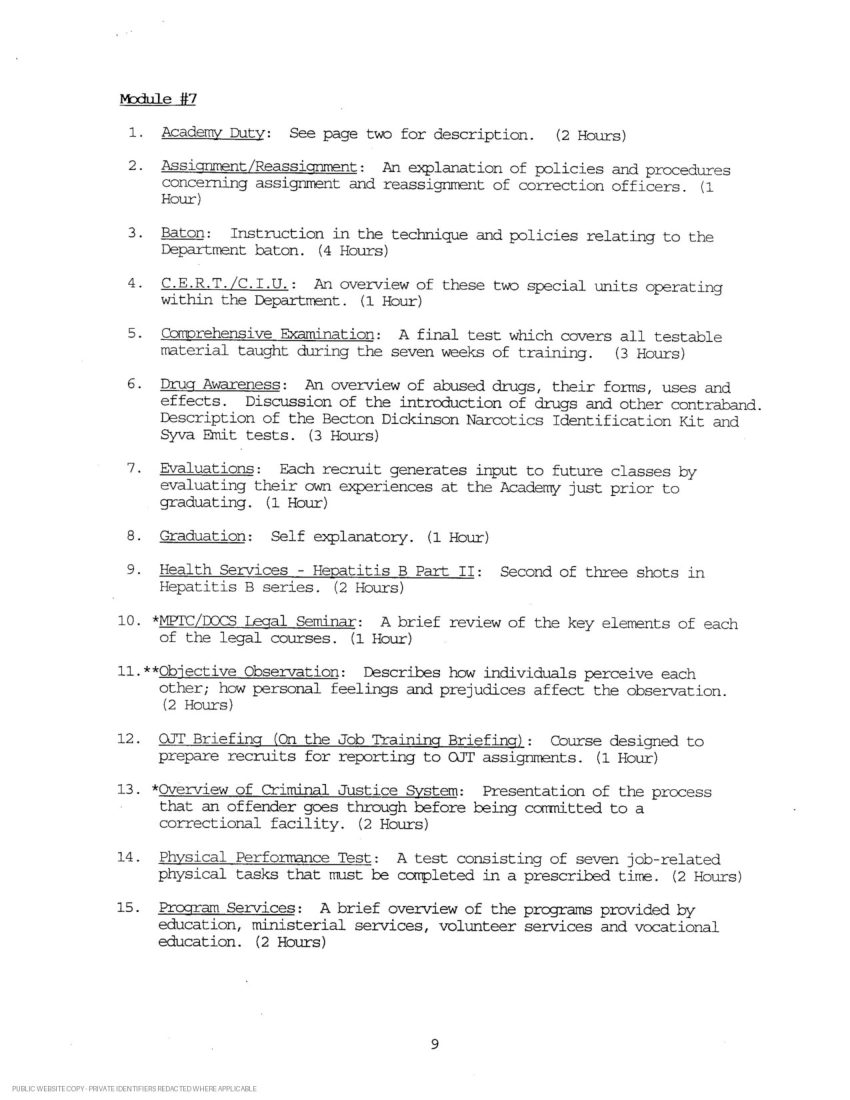 New York State corrections academy transcript and curriculum - page 13