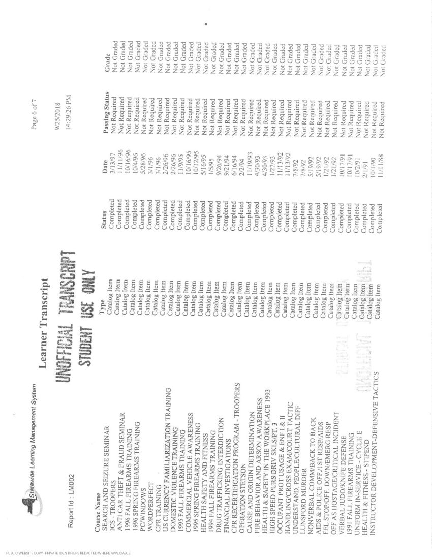 New York State Police academy and in-service transcript - page 10