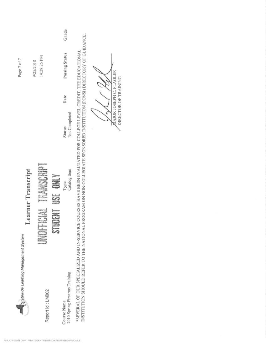 New York State Police academy and in-service transcript - page 11