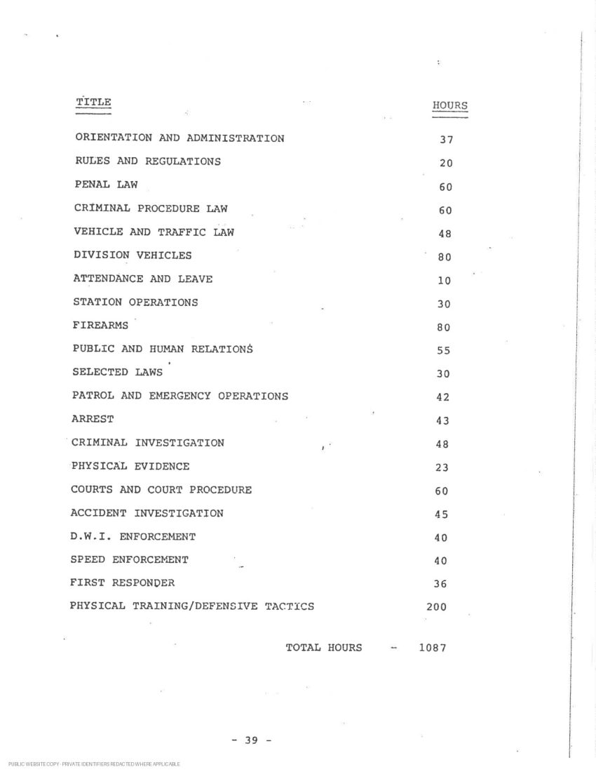 New York State Police academy and in-service transcript - page 14
