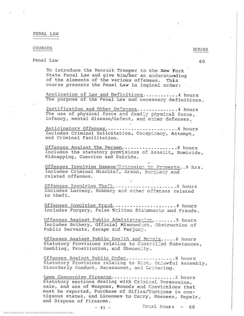 New York State Police academy and in-service transcript - page 16