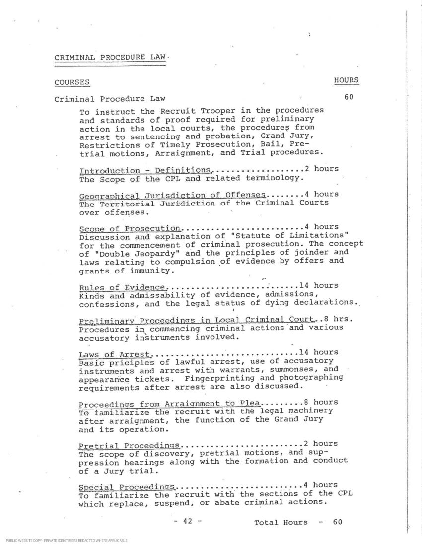 New York State Police academy and in-service transcript - page 17