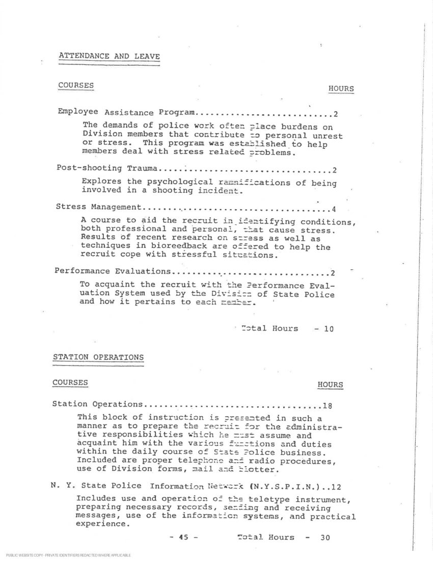New York State Police academy and in-service transcript - page 20