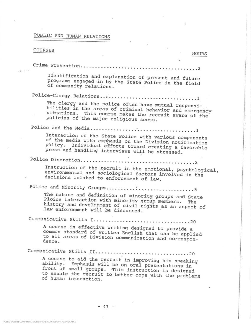 New York State Police academy and in-service transcript - page 22