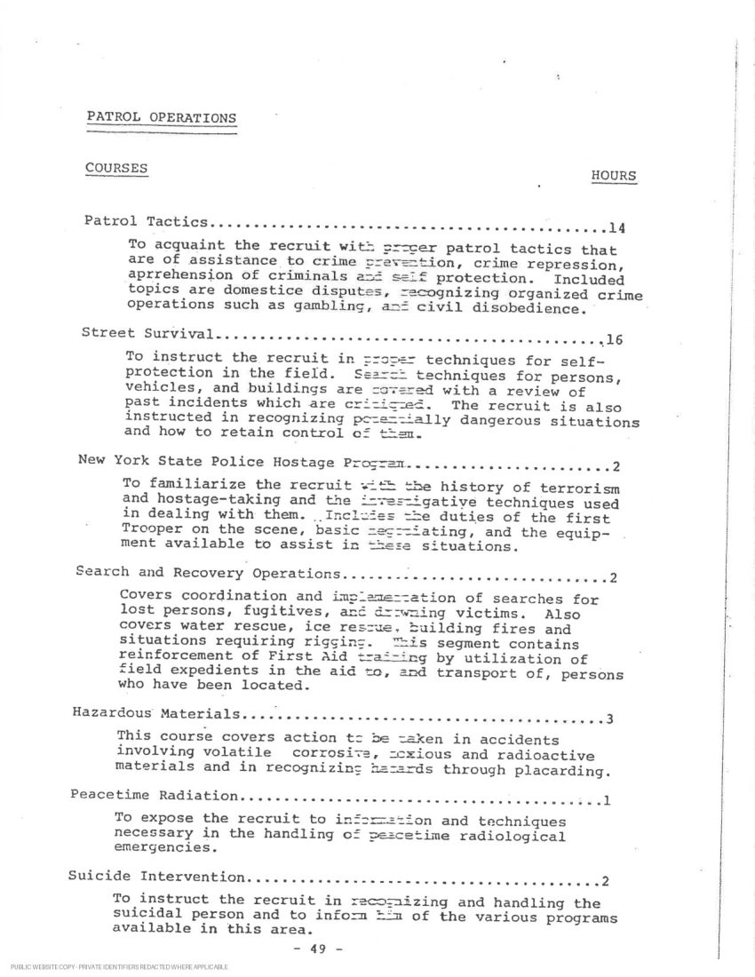 New York State Police academy and in-service transcript - page 24