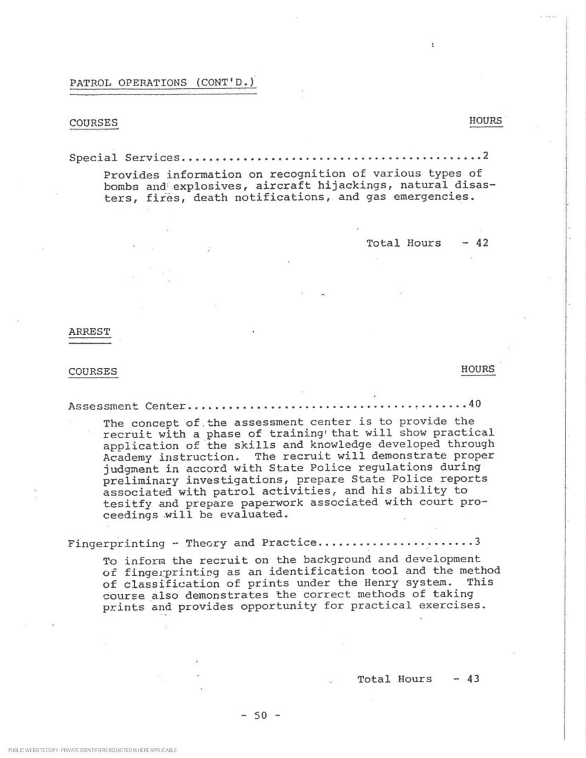 New York State Police academy and in-service transcript - page 25