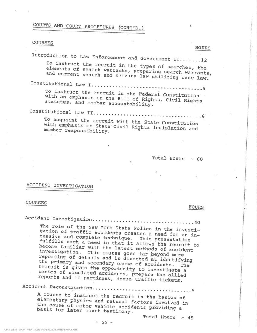 New York State Police academy and in-service transcript - page 30